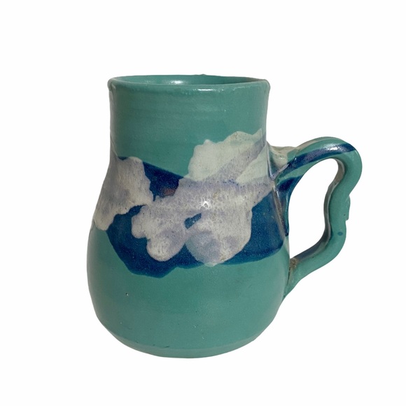 Studio Pottery Coffee Mug Blue Green Glazing - Picture 2 of 5